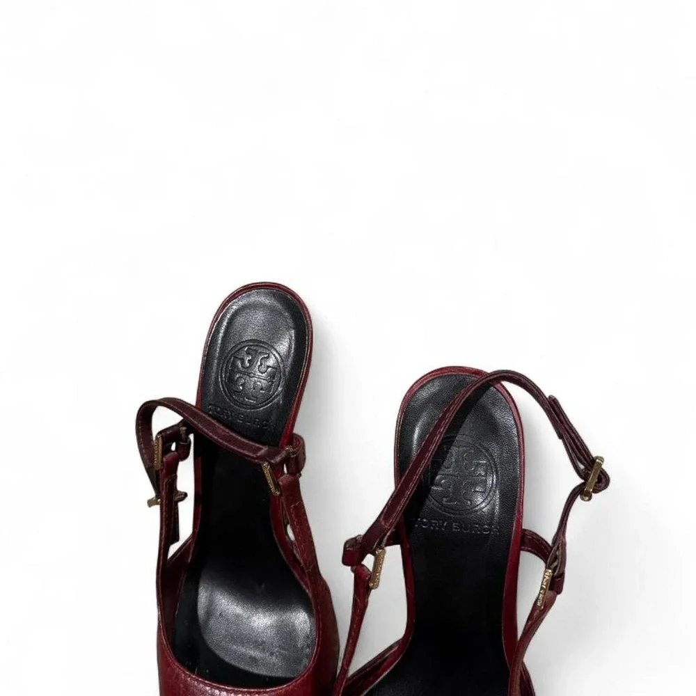 Tory Burch Burgundy Slingback Heels